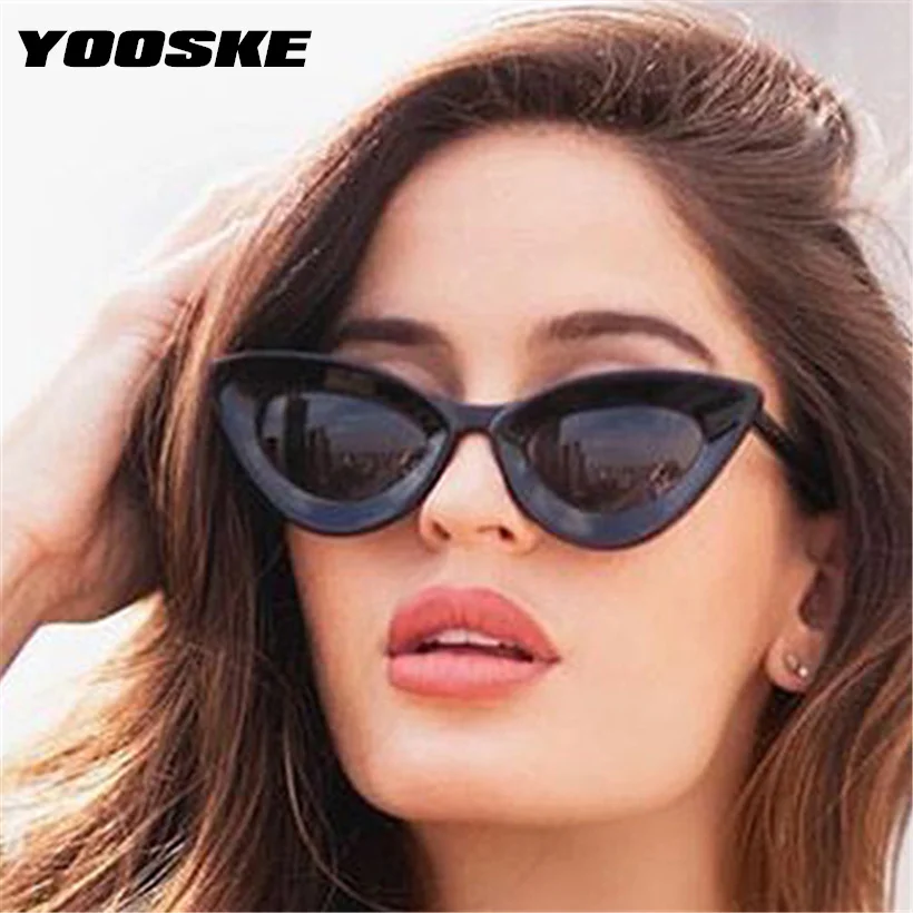 YOOSKE, кошачий глаз, солнцезащитные очки для женщин,, фирменный дизайн, высокое качество, трендовые солнцезащитные очки, Ретро стиль, черные очки, женские оттенки, UV400