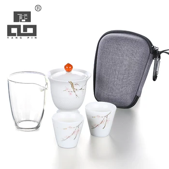 

TANGPIN ceramic teapot kettle gaiwan teacups portable travel tea sets with travel bag
