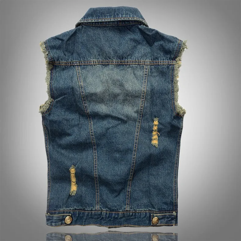 Sokotoo мужской плюс большой размер с разрезами джинсовый жилет мужская повседневная куртка майка 6XL