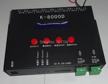 

K-8000D;8ports(512pixels*8)DMX SD card pixel controller;support standard dmx512 chip/DMX512AP-N/WS2821A;address writer function