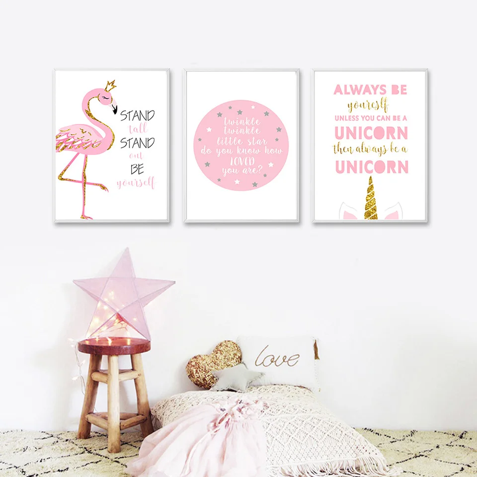 Flamingo-Unicorn-Nursery-Posters-Prints-Pink-Cartoon-Wall-Art-Canvas-Painting-Nordic-Kids-Decoration-Pictures-Baby