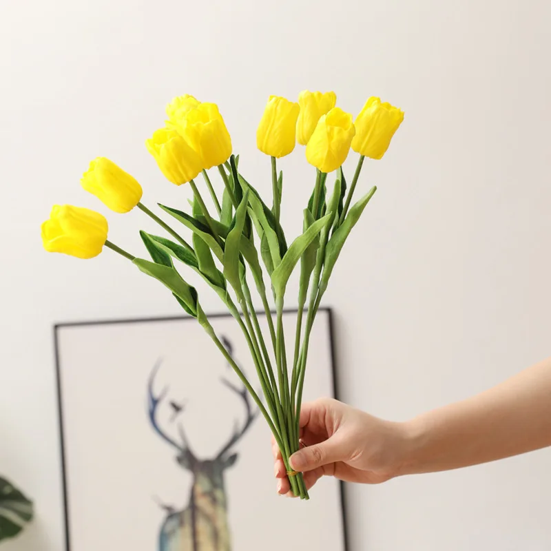

10Pcs/Bundle Tulip Artificial Flowers Real Touch Artificiales Para Decora Bouquet Flowers For Home Gift Wedding Decorative