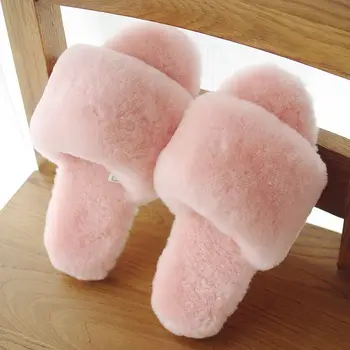 

Children Slippers Girls Sheepskin Fox Fur Brand Rihanna Slippers Leather Funny Plush Ugs Australia Kids Indoor Slippers