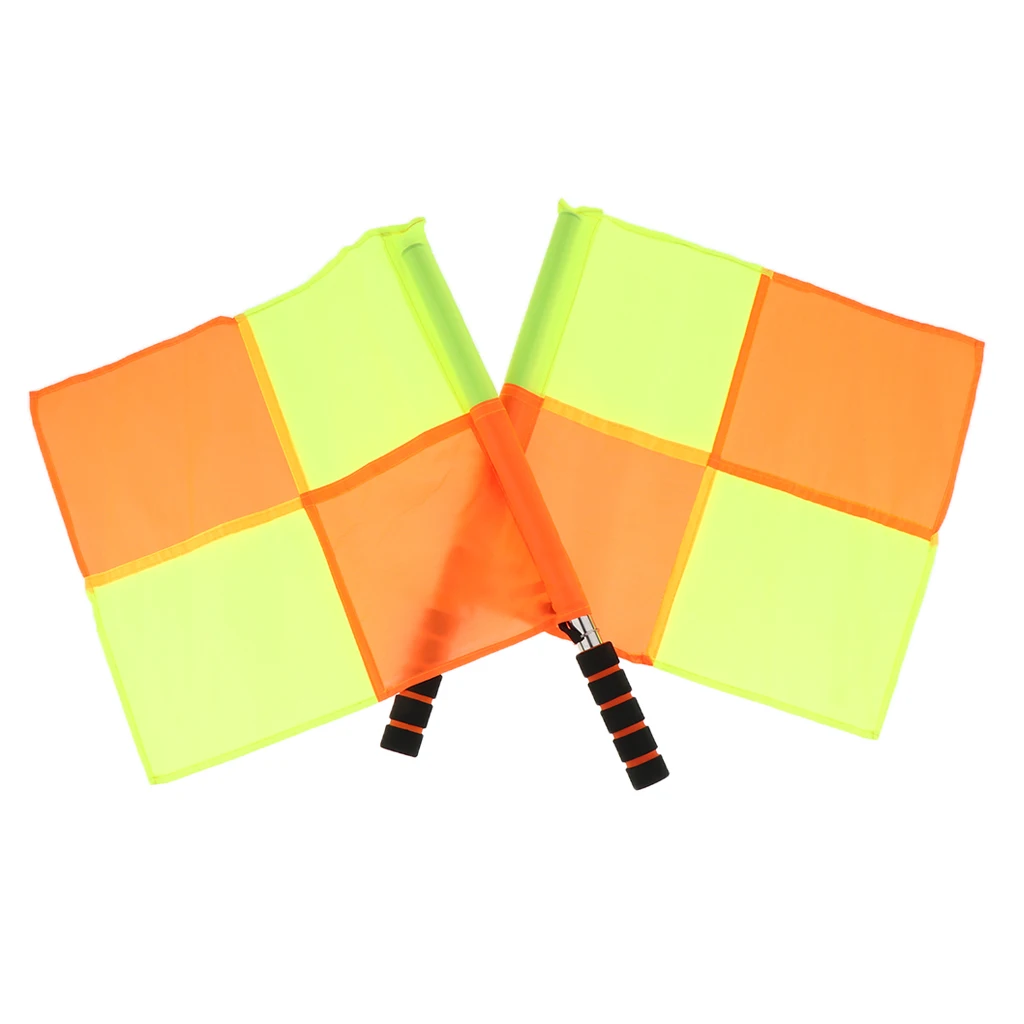 Set of 2 Sports Game Referee Flags Football Match Linesman Flags with 2 Bright Colors