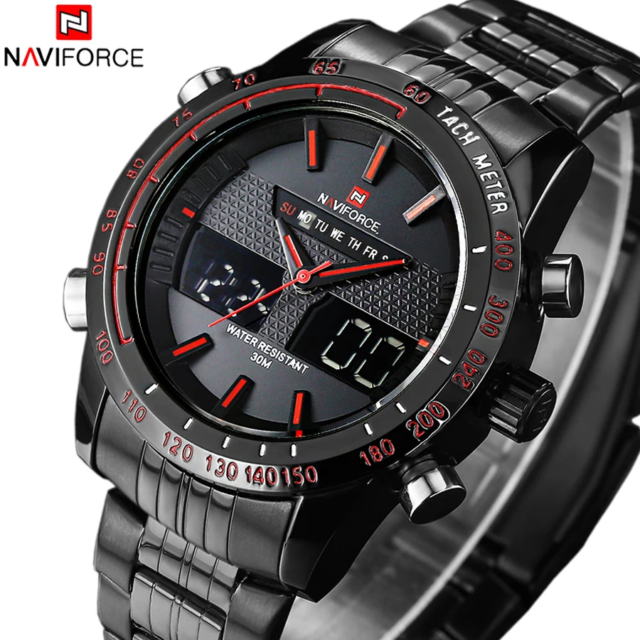 Prix pour NAVIFORCE marque De Luxe Pleine Montre En Acier Hommes LED Sport de L'armée Militaire Montres Hommes de Quartz Analogique Numérique Montre relogio masculino Prix pour NAVIFORCE marque De Luxe Pleine Montre En Acier Hommes LED Sport de L'armée Militaire Montres Hommes de Quartz Analogique Numérique Montre relogio masculino