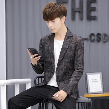 

COBO spring of 2020, the new handsome, printed blazer, men, trend, casual, striped blazer Angle