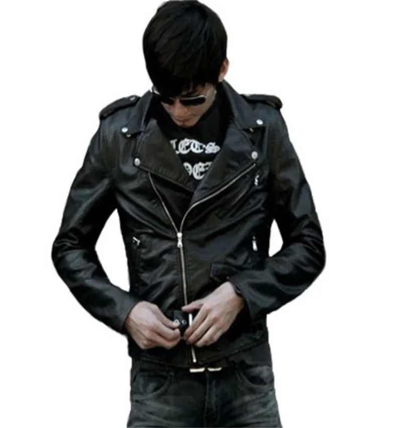 black 5XL, бюст 120 см, лацкан, молния, длинный рукав, короткая мужская куртка из искусственной кожи, пальто, академический стиль, красивые, индивидуальные, простые куртки - Цвет: black