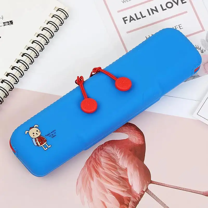 1 шт. кавайный чехол для карандаша молнии силиконовый подарок Хэлло Китти школьный пенал карандаш Чехол Карандаш сумка, школьные принадлежности канцелярские товары - Цвет: Shenlan