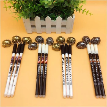

12PC Saucepan shape erasable gel pen bulletproof helmet pendant erasable pen 0.38MM exam dedicated pen office and school supplie