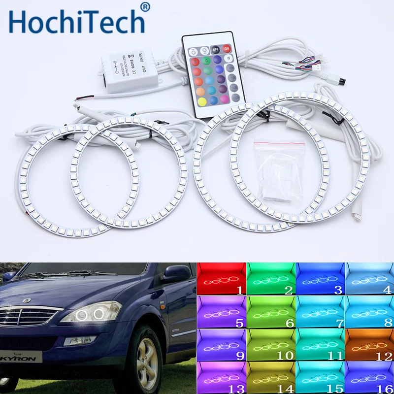 Для SsangYong Kyron 2007 2008 2009 2010 Многоцветный комплект светодиодов глаза ангела RGB гало