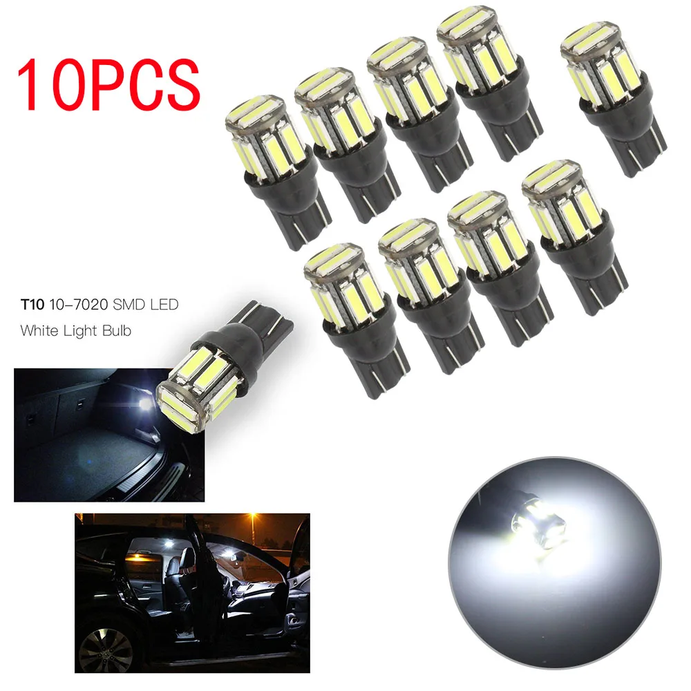 10 шт. белый DC 12V 3 5W T10 W5W 194 147 152 158 159 10SMD 7020 светодиодный светильник для чтения