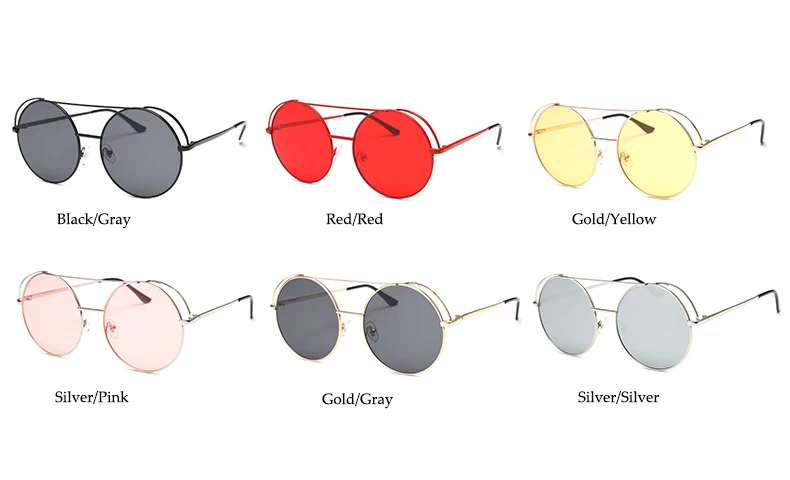 Большие круглые солнцезащитные очки с двойным мостом, черная красная оправа, металлические солнцезащитные очки для мужчин, большие круглые очки, роскошные Оттенки для женщин, сексуальные