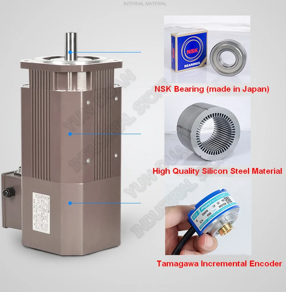 12000 об/мин 2.2квт 3HP 13.8Nm 2000Oz-in 380V AC серво шпиндель комплекты привода двигателя 178 мм 3PH Постоянная мощность для токарного станка с ЧПУ