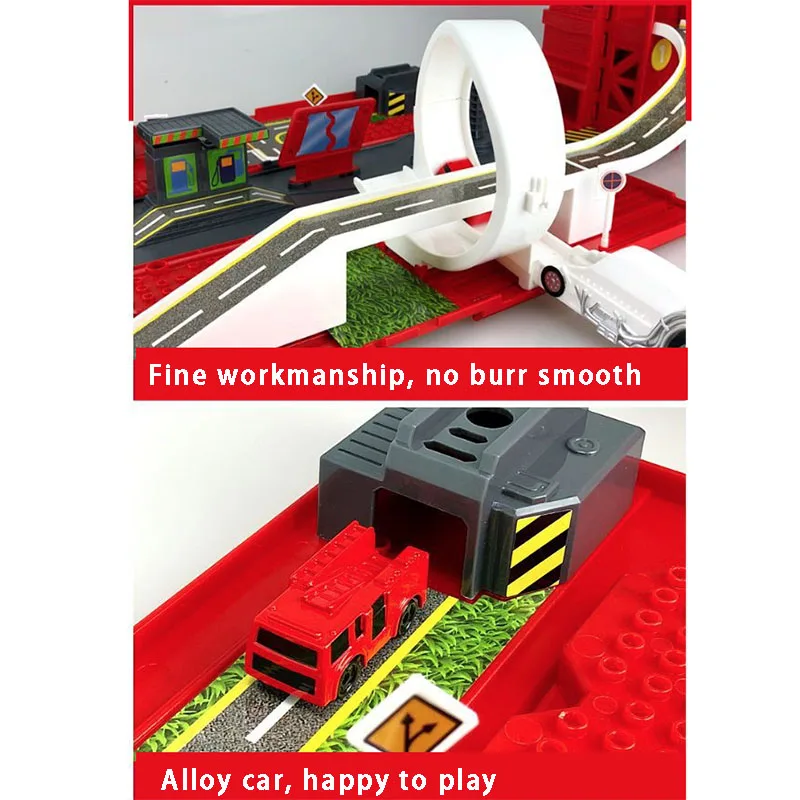 Большая пожарная машина сплав деформация подъемная лестница рельсовая Автомобильная сцена детские многофункциональные развивающие игрушки подарок