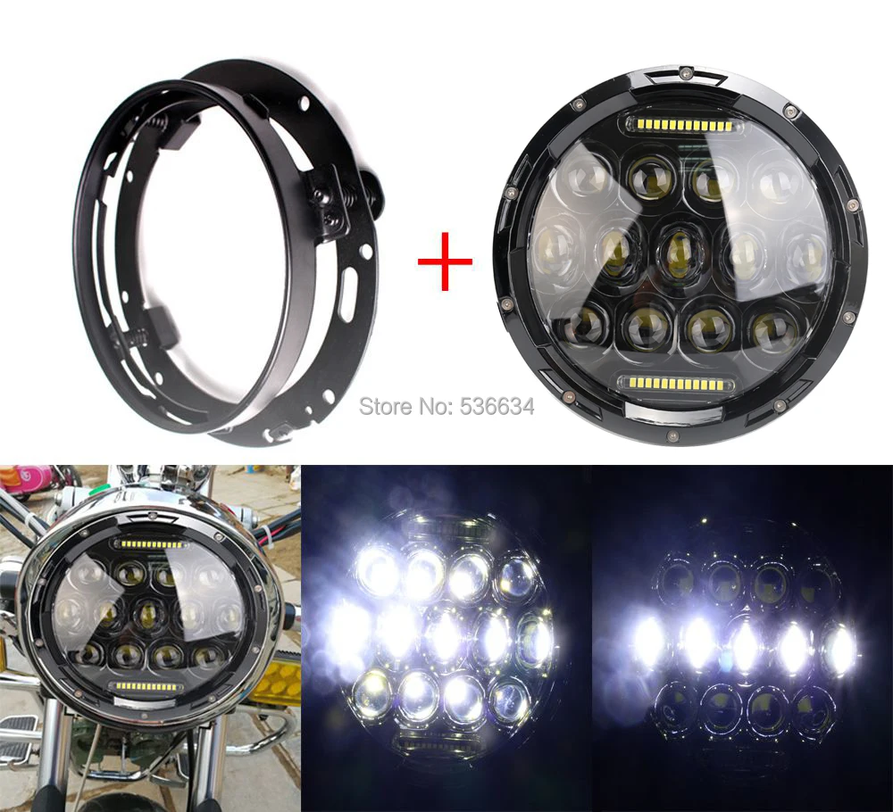 75 Вт 7 дюймов LED круглый проектор Daymaker фары Привет/ближнего света ДХО + светодиодные фары монтажное кольцо Кронштейн для автомобильного короля классический 75 Вт 7 дюймов LED круглый проектор Daymaker фары Привет/ближнего света ДХО + светодиодные фары монтажное кольцо Кронштейн для автомобильного короля классический