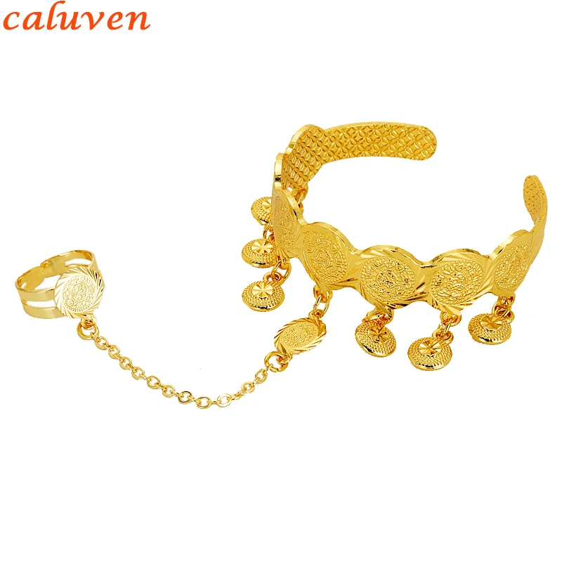 

Baby Coin Bracelet With Free Size Ring Gold Color Arab Coin Bangle for Kids Children Jewelry Middle Eastern Gifts