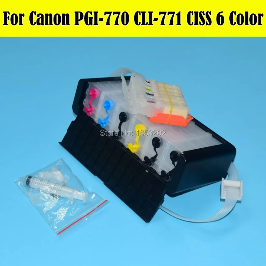6 цветов MG7770 Ciss система подачи чернил для принтера Canon PGI770 PGI771 770 картридж с чипом