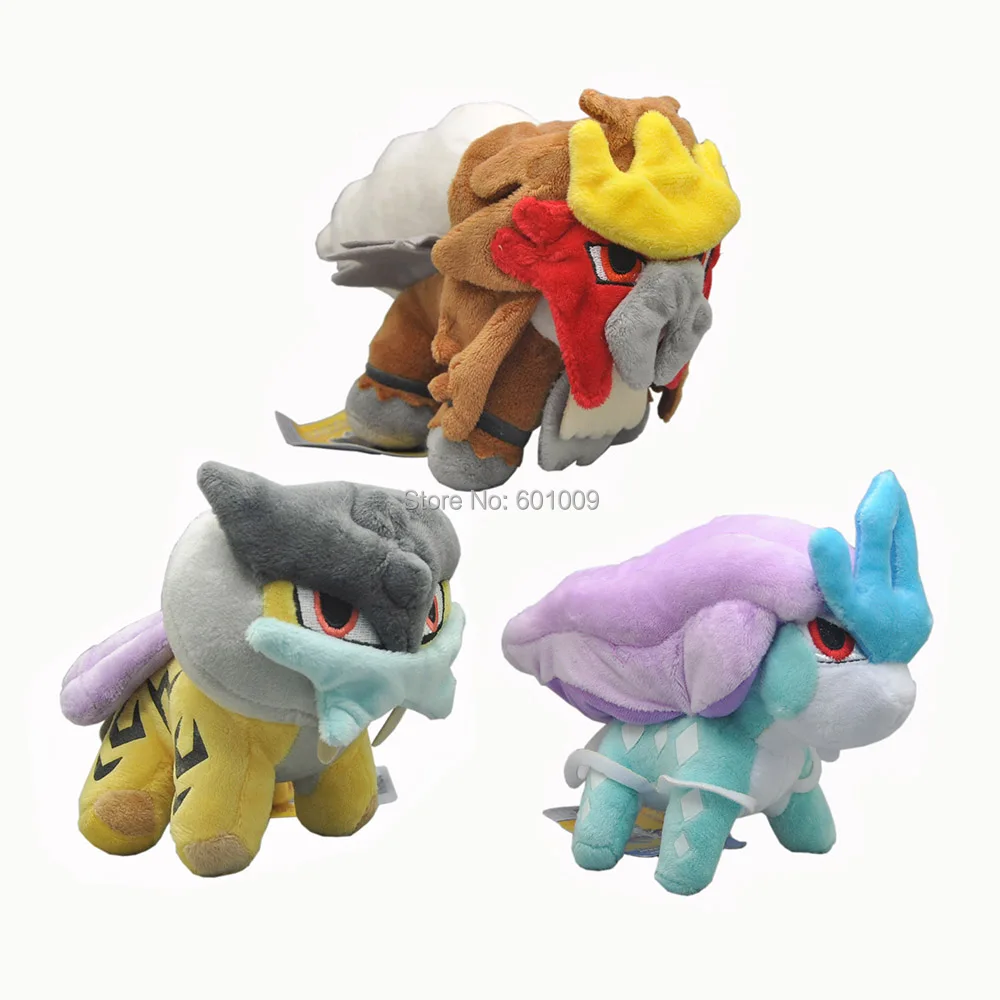 

3 Styles Plush Doll Entei Raikou Suicune 6" For Animal Dolls Soft Gifts Retail