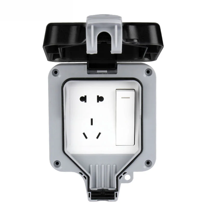 

Three Holes 16A 220V IP66 Concealed Wall Switch Plastic Waterproof Box Splash Box Touch Cover More Function Socket Room