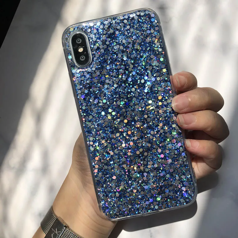 Bling Блестящий со стразами и пайетками чехол для телефона для huawei P Smart P20 Коврики 20 10 Pro P10 P8 P9 Lite Nova 2S 2i 3i Honor 9 10 чехол - Цвет: Blue