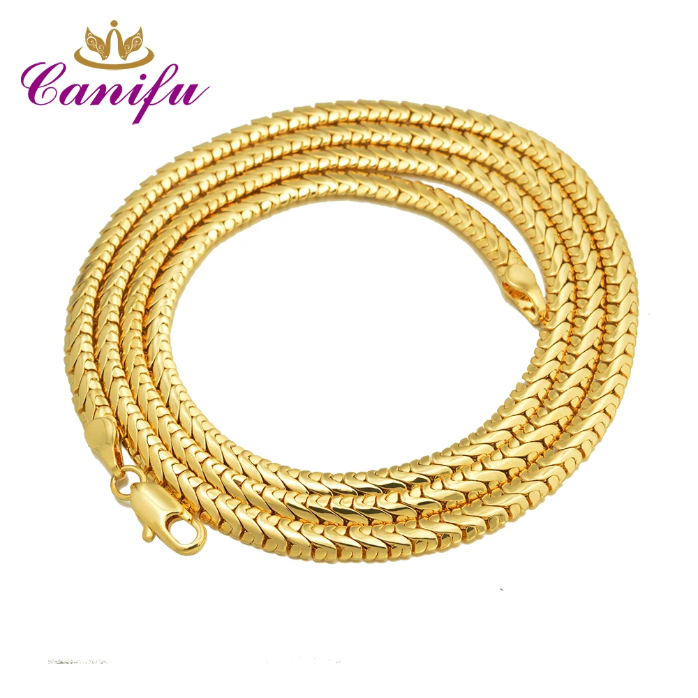 

Canifu New arrival 600mm 4mm Genuine Gold Color necklace Heavy Elegant Noble Chains for pendants great gifts for women 33912