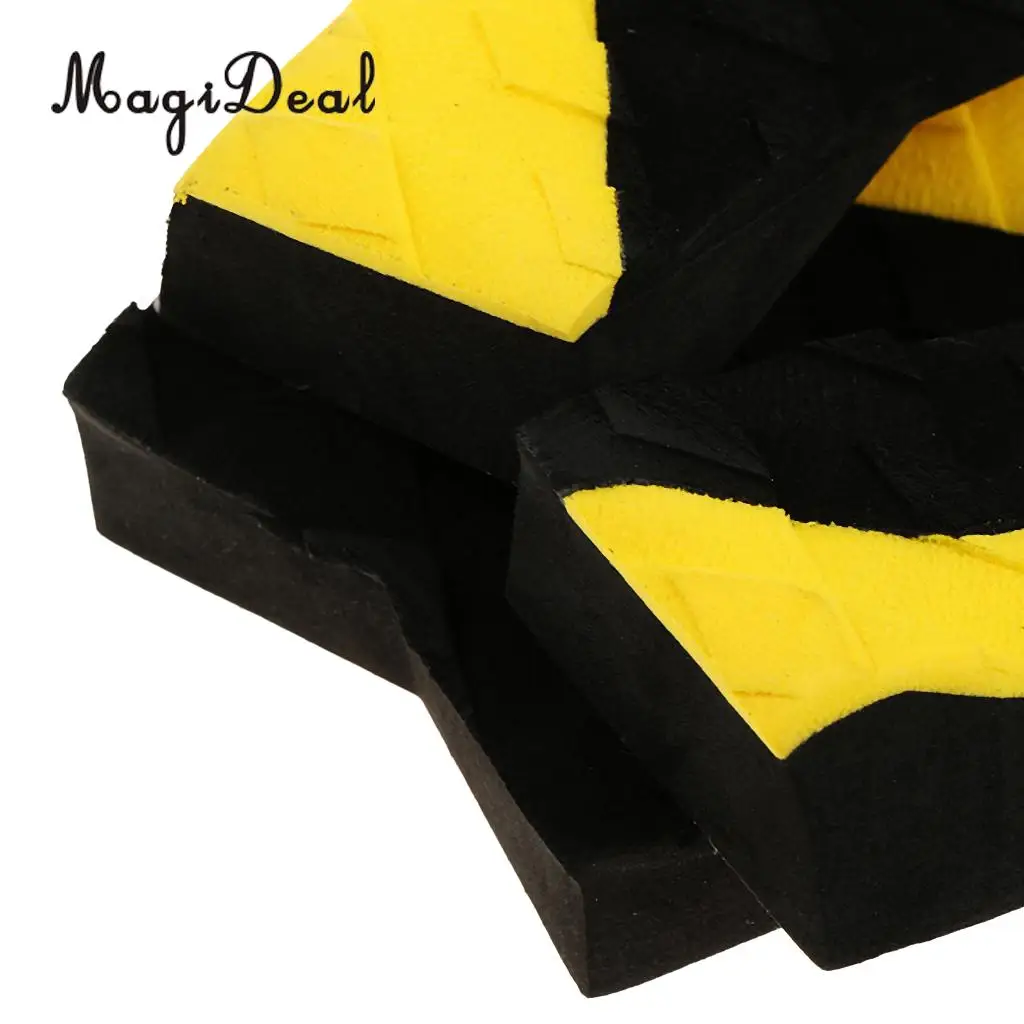 MagiDeal New Set of 3Pcs EVA Anti-Slip Surfboard Traction Tail Pads Surfing Surf Deck Grips Water Sports Accessory Yellow Black