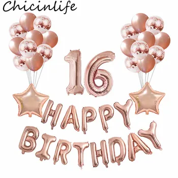 

Chicinlife Rosegold 16 18 21 30 40 50 60 Years Old Happy Birthday Foil Balloons Adult Birthday Party Anniversary Decor Supplies