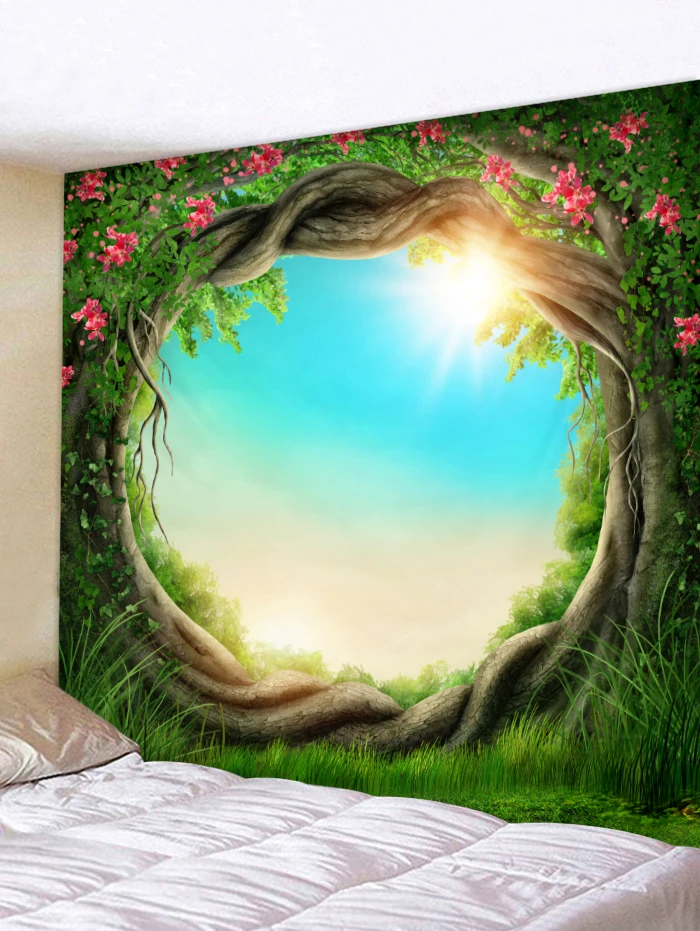 

3D Nature Tree Art Hole Large Florals Hot Carpet Wall Hanging Tapestry Mattress Bohemian 3 Sizes Rug Blanket Camping Tent