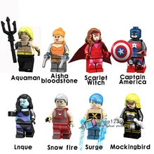 PG8127 100 шт./лот строительные блоки Аквамен Алая ведьма Капитан Америка Mockingbird Супер Герои Кирпичи Модель детских игрушек