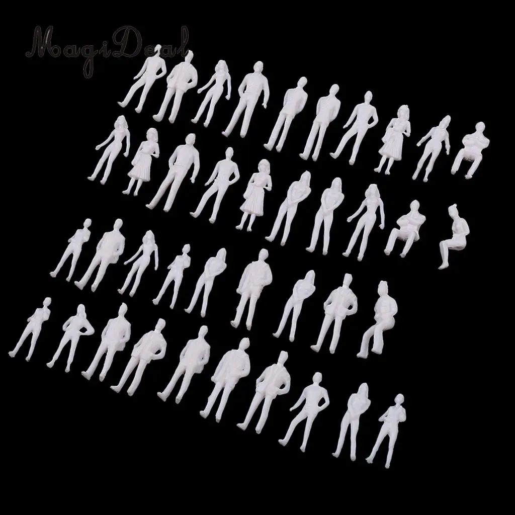 40Pcs 1/50 & 1/75 Scale Unpainted Model People Miniature Figures Architectural Model Human Plastic Scene Simulation