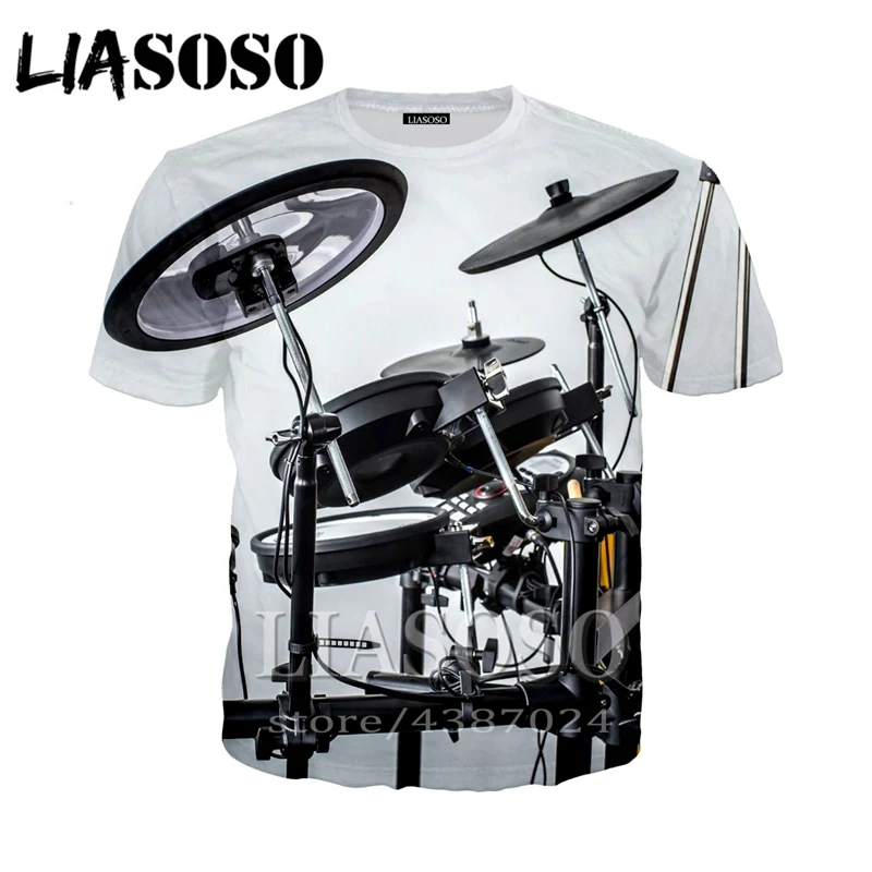 LIASOSO модная футболка 3d принт барабанная установка Топ Костюм Рок t Мужчины wo Мужская Уличная одежда с мотивами из аниме футболка Harajuku рубашки с коротким рукавом E350 - Цвет: 24