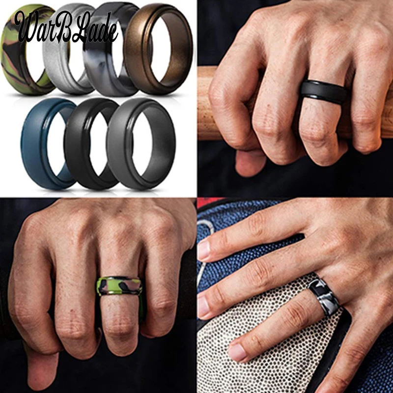 7PCS Men/'s//Women/'s Silicone Ring Wedding Engagement Band Hypoallergenic Jewelry