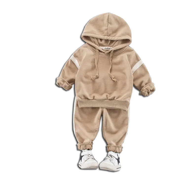 

Children Clothing 2018 Autumn Winter Thicken Boys Girls Hooded Sweater Pants 2Pcs Outfit Kids Leisure Clothes Suits Tracksuit