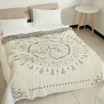 

100% Cotton Boho Summer Spring Blankets Bed Sofa Travel Breathable Chic Mandala Large Soft Throw Blanket Para Blanket 200x230cm
