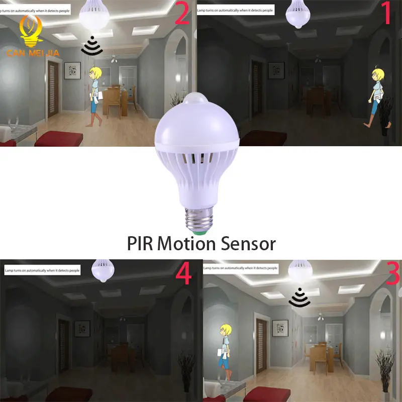 PIR датчик движения лампа 5 Вт Светодиодный светильник 7 Вт светодиодный s 9 Вт автоматический умный светодиодный светильник или звуковой голосовой светильник E27 датчик движения светильник светодиодный светильник