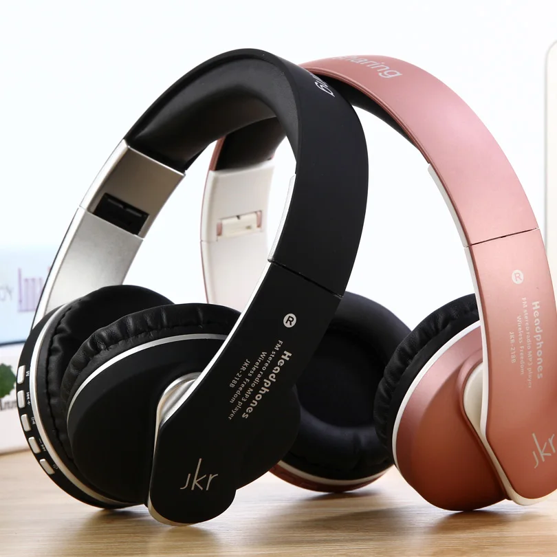 Earphones Bass Stereo Headphones 20pcsHead Wireless Bluetooth Headset JKR-218B with Mic TF Music FM for IPhone Samsung PC Laptop |
