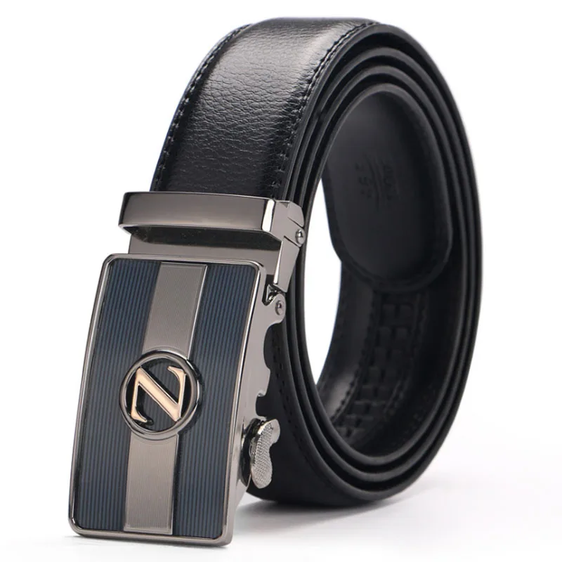 Male Genuine Leather Automatic Buckle Belt High Quality Designer Luxury Brand Vintage Strap Waistband Man's Z | Аксессуары для