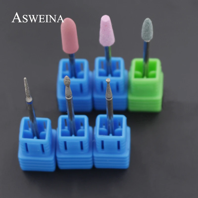 

ASWEINA 6Pcs Diamond Ceramic Stone Nail Drill Bit Set Nail Files Rotary Electric Nail Polished Manicure Mill Cutter Accessories