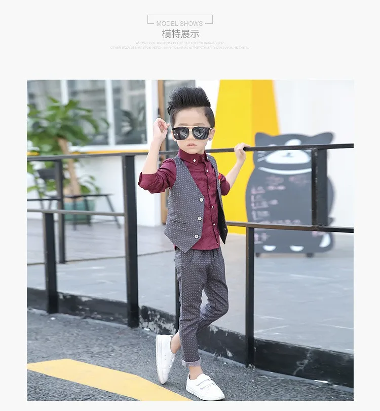 Boys Formal wedding suits Polka Dot Suit Children Wedding Suits Top Quality Gentle