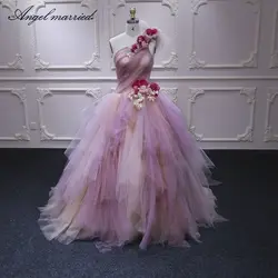 Ангел женат Мода Quinceanera платье на одно плечо Цветы бальное платье сладкий 16 платье Бирюзовый Quinceanera платья 2019