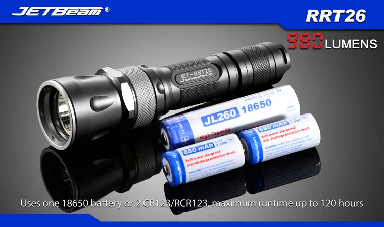 JETBEAM RRT26 Cree XM-L2 светодиодный фонарик 980 люмен фонарик на каждый день совместим с батареей 18650 16340