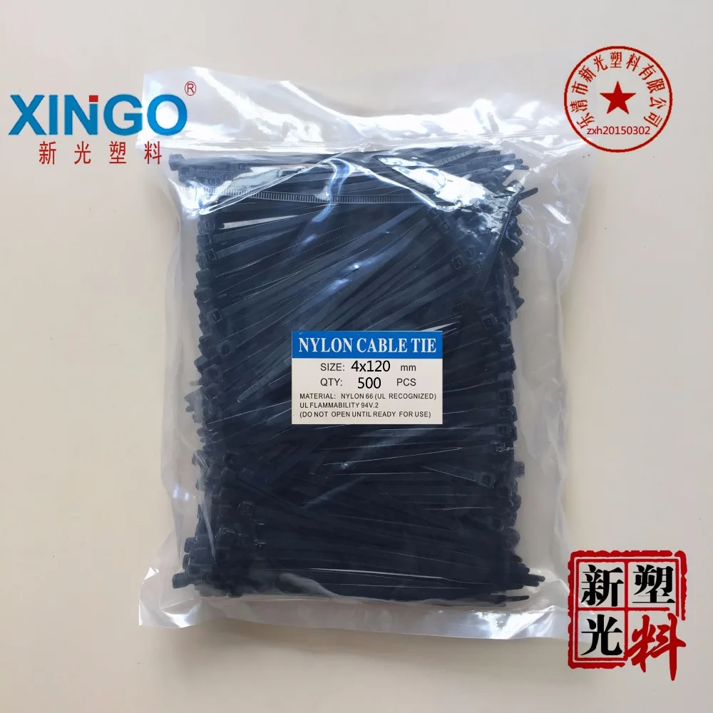 

500Pcs/pack 4*120mm High Quality width 3.6mm Black Color (National Standard) Self-locking Plastic Nylon Cable Ties,Wire Zip Tie