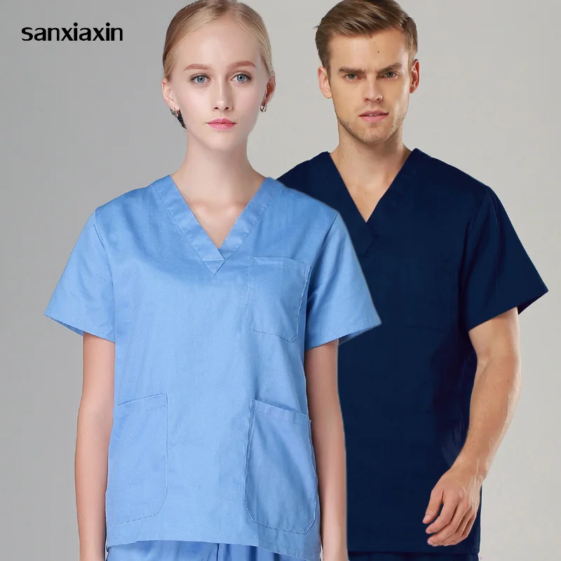 

sanxiaxin High quality Unisex Hospital doctor Nurse Scrub Top Medical Surgical Uniform Dentist clinic pharmacy veterinar Uniform