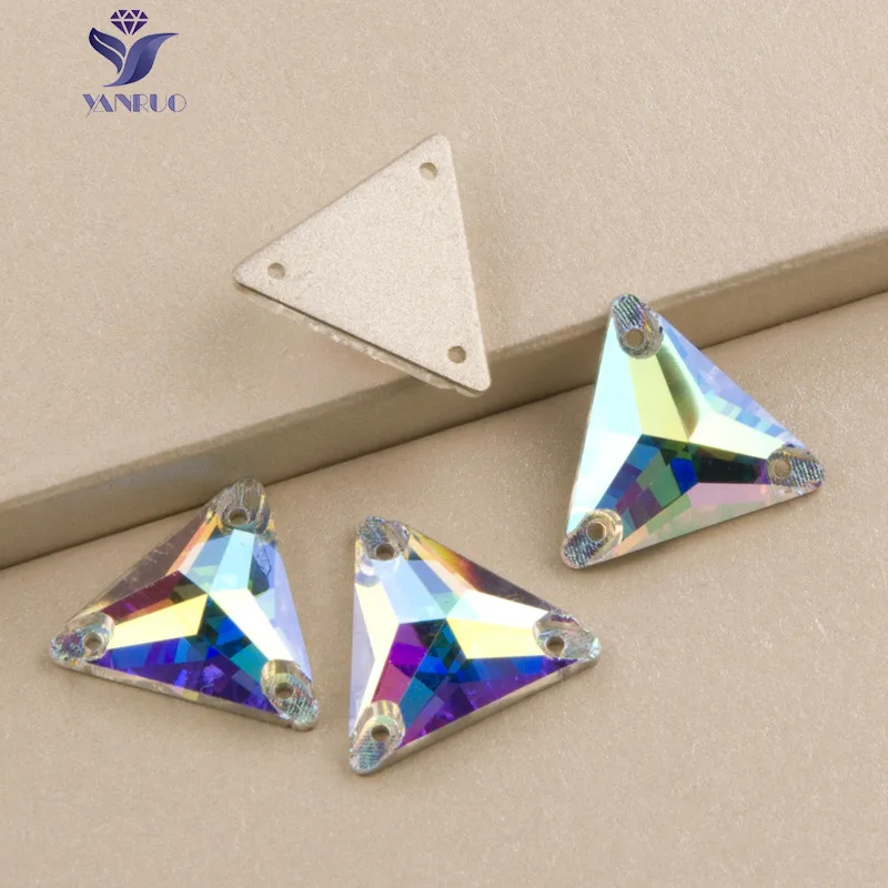 YANRUO 3270 Triangle All Color Sew On Stones Glass Crystals Rhinestones Best Quality Gems Stones For Clothing 