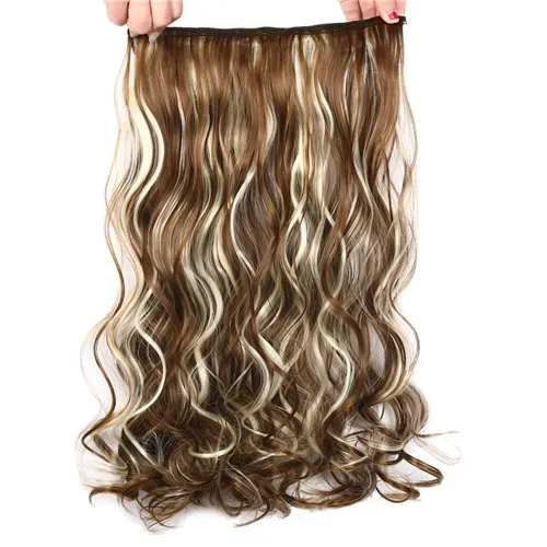Сури волосы 24 дюйма 5 клипс в наращивание волос надувные кудрявые натуральные синтетические 15 Доступные цвета шиньоны 10 дюймов ширина - Цвет: P6/613