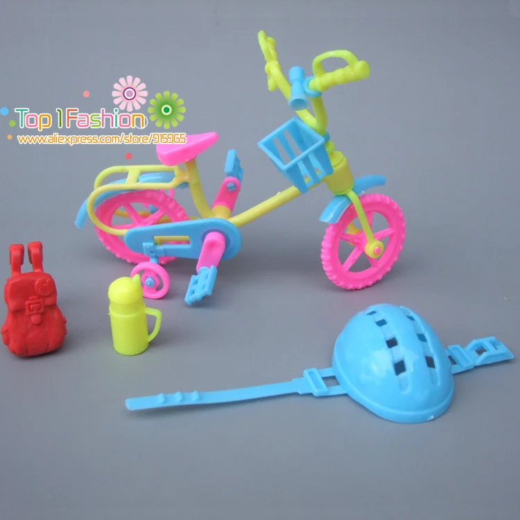 New 4Pcs lot Doll Accessories For Barbie Dolls mini kelly doll bike Play House Toys for