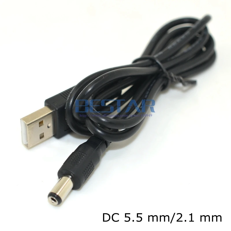 USB 2,0 к DC 5,5 мм/2,1 мм 5,5*2,1 мм 5,5x2,1 трубчатый 5 вольт DC бочонок разъем питания зарядный кабель 1 м локоть Прямоугольный дизайн