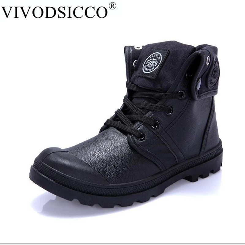 Kopen Comfortabele Stijl Schoenen Voor Vrouwen PU Leer Lace Up Flats Hakken Waterdichte Zwarte Militaire Combat Enkel Martin Boot