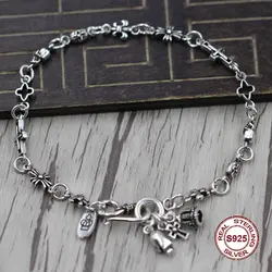 S925 Для Мужчин's bracelet in Sterling Silver личность тенденция череп крест панк-стиль ретро классический отправить подарок любить