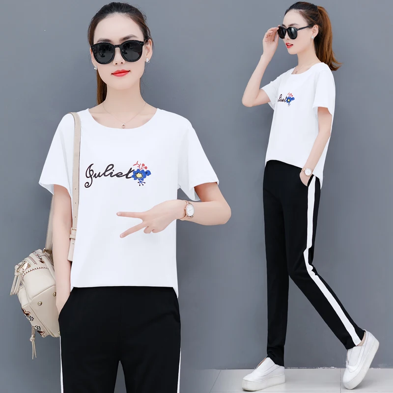 

YICIYA Women 2pcs Tracksuit Summer 2020 Outfit Sportswear Co-ord Set Top and Pants Suits Plus Size Two Piece Set Female Clothing